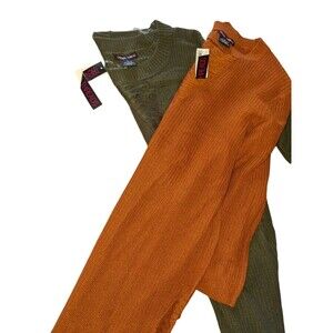 3x Knit Sweater Dresses Set Of 2 Orange And Green Distressed Trendy Threads